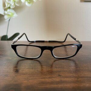 Clic Magnetic Reading Glasses Frames Only Black Rectangular Unisex Neck Band